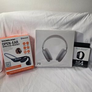 All in one Bundle Grey P9 Wireless Headphones+SoundLogic+M4 Smart Fitness